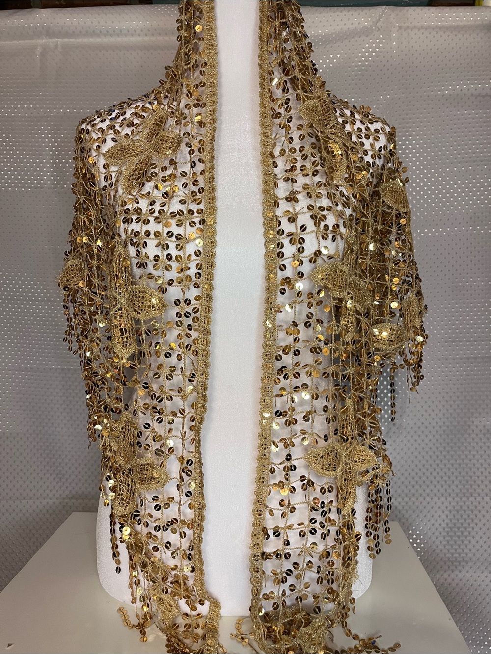 Gold Crochet Sequin Open-Front Women's scarf